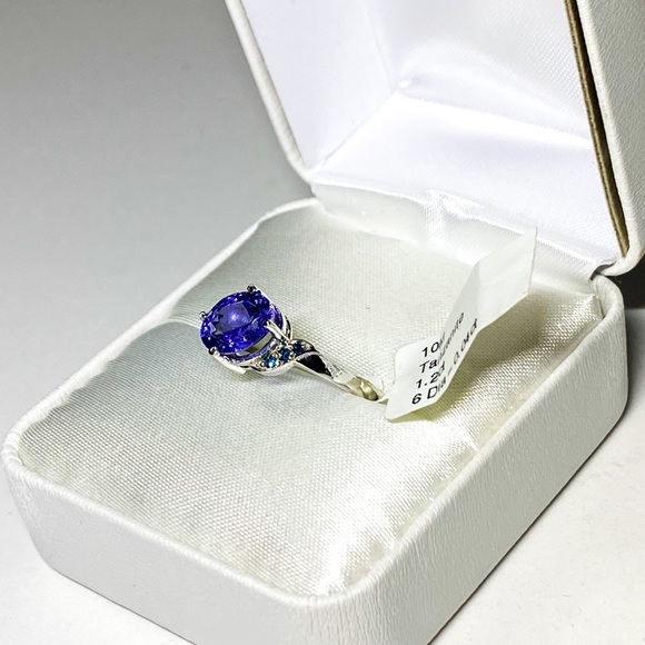 10K, Tanzanite, Coloured Diamonds, Ring (6.5) - Picture 4 of 10